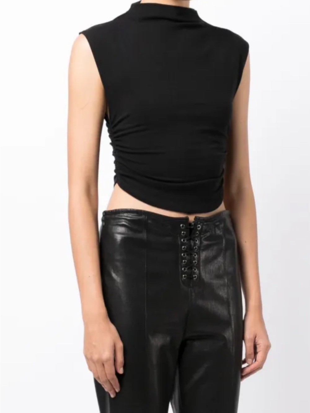 Reformation Lindy Black Sleeveless Mock Neck Crop Top - Women